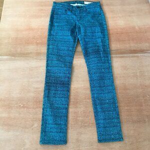 Rag & Bone Legging Jeans Women 24 Blue Tweed Print Mid Rise Pockets Slimming